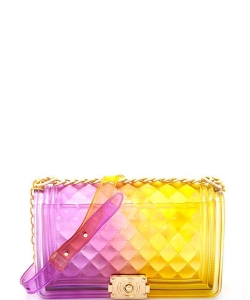 Fashion Handbag Jelly Crossbody Bag 7060 PURPLE/YELLOW